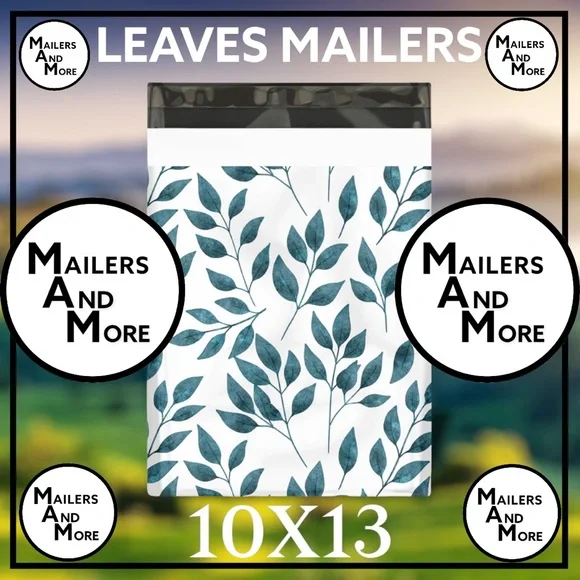 25 10X13 Eucalyptus Leaves Poly Mailers Flat Shipping Envelopes - Picture 3 of 4